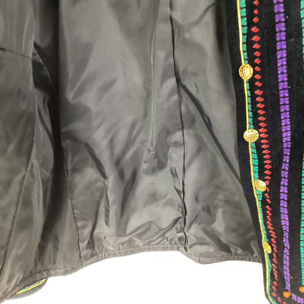 Saxton Hall Womens Black Velvet Jewel Tone Embellished Jacket Size 12 - Picture 4 of 14